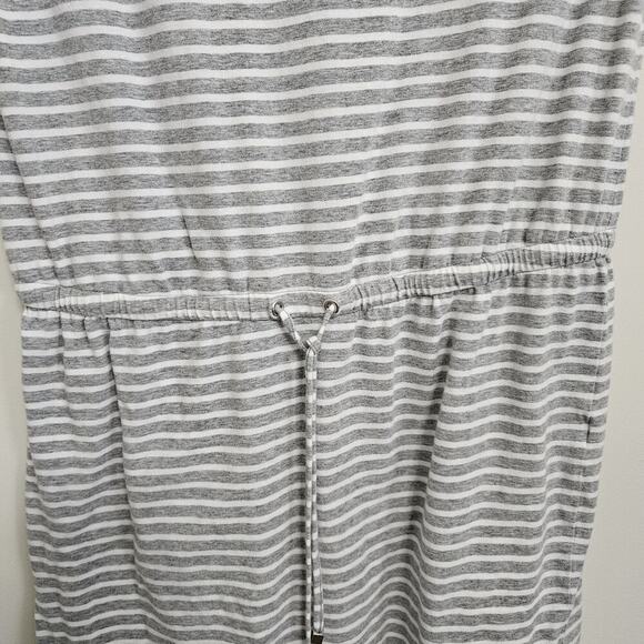 Michael Kors Mini Length Dress Gray & White striped womens M Drawstring Waist - Picture 5 of 9
